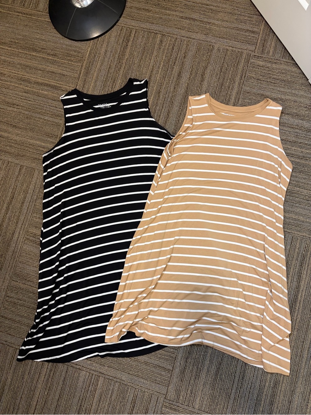 Time and Tru Striped Sleeveless Tank Top Dresses - Black & Tan